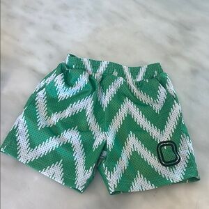 Kids Green and White Zigzag Shorts